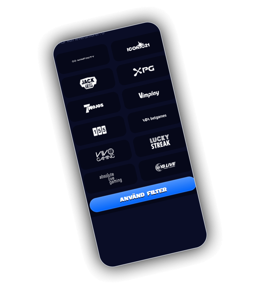 Game provider filter at Smash Casino shown on mobile